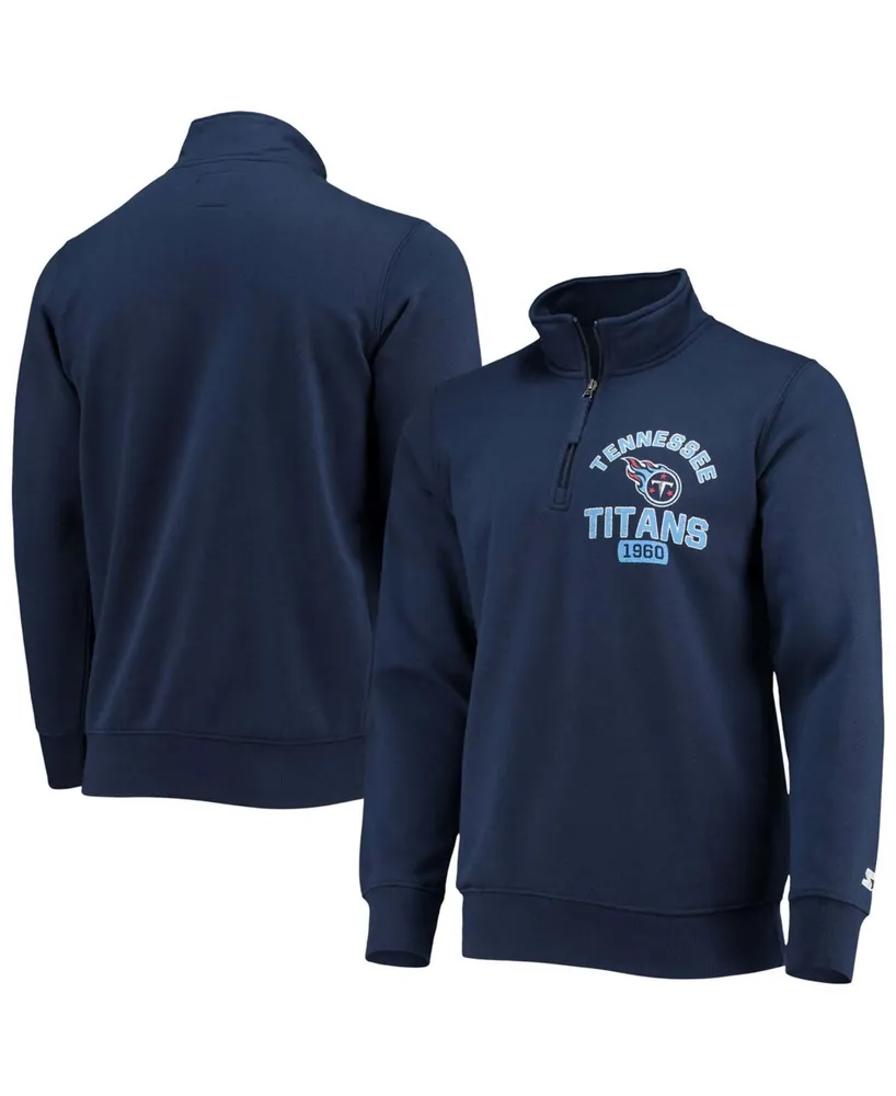 Men's Starter Navy Tennessee Titans Big Joe Plaid Full-Zip Hoodie Jacket Size: Large