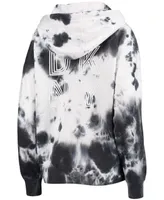 Women's White and Black Las Vegas Raiders Dakota Oversized Tie-Dye Half-Zip Hoodie