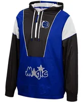 Men's Blue and Black Orlando Magic Hardwood Classics Highlight Reel Windbreaker Half-Zip Hoodie Jacket