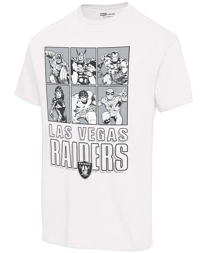 Unisex White Las Vegas Raiders Disney Marvel Avengers Line-Up T-shirt
