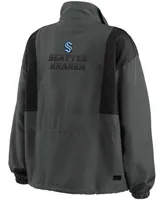 Women's Charcoal Seattle Kraken Popover Packable Half-Zip Jacket