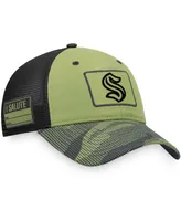 Men's Camo and Black Seattle Kraken Military Appreciation Snapback Hat