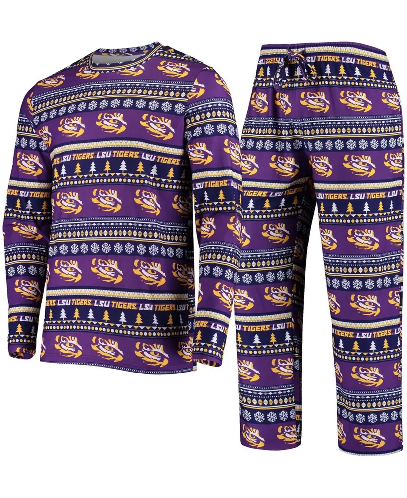 Men's Purple Lsu Tigers Ugly Sweater Knit Long Sleeve Top and Pant Set