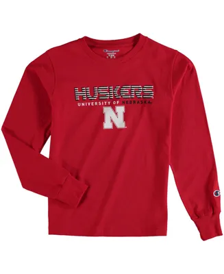 Big Boys and Girls Scarlet Nebraska Huskers Jersey Long Sleeve T-shirt