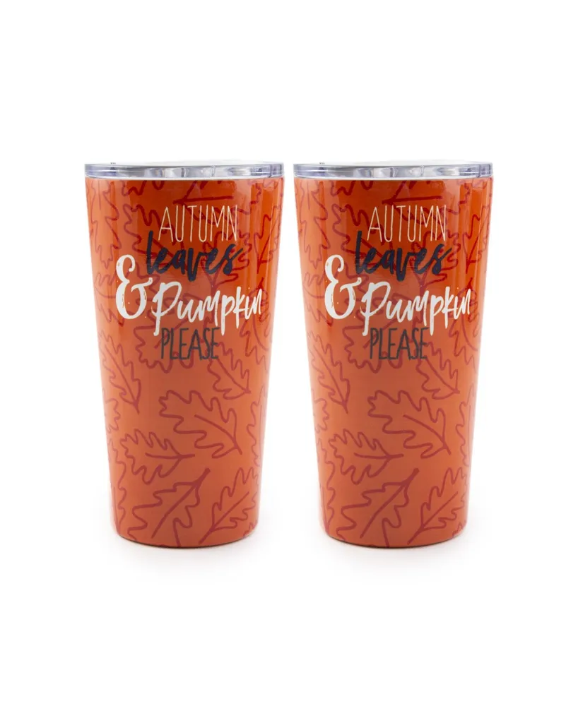 Cambridge Thirstystone by Cambridge 16 oz Fall Leaves Insulated Coffee Mugs  Set, 2 Piece