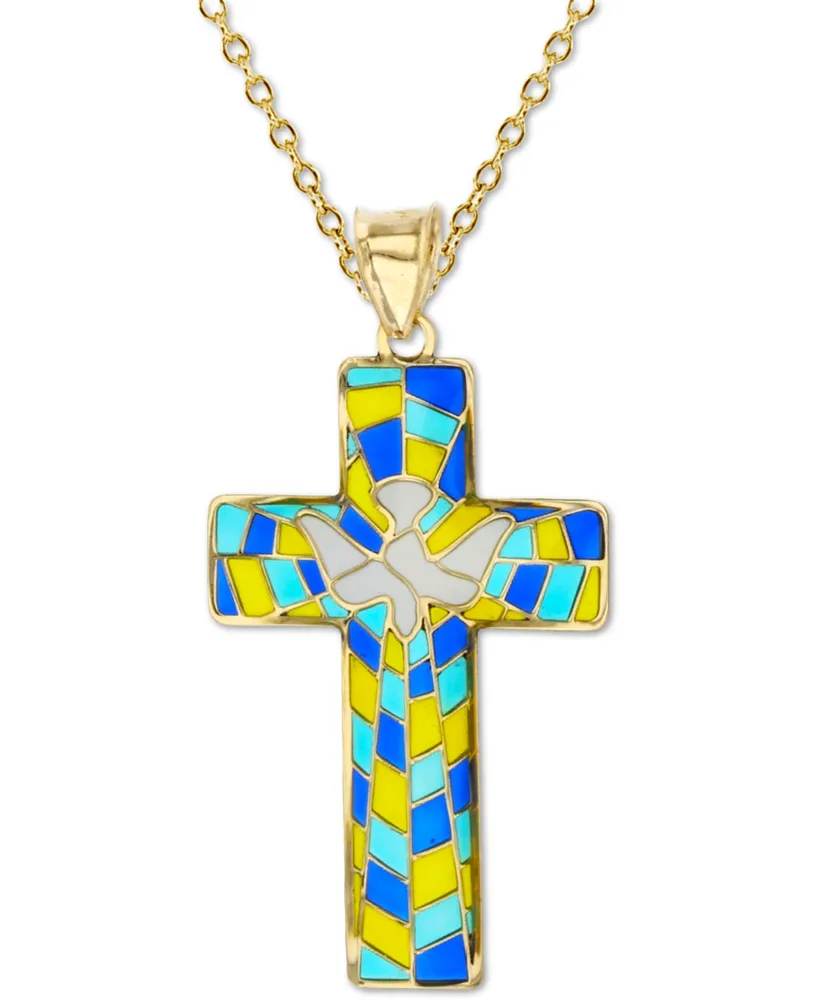 Sterling Silver Cross with Dove Pendant / Charm, Italian Box Chain | eBay