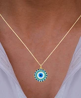 Enamel Evil Eye 18" Pendant Necklace in 14k Gold
