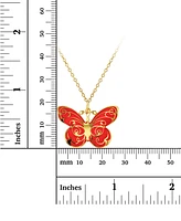 Enamel Butterfly 18" Pendant Necklace in 14k Gold