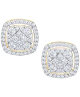 Cubic Zirconia Cushion Earrings in Fine Gold Plate or Fine Silver Plate