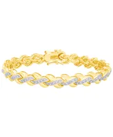 Diamond Accent X Weave Bracelet Fine Gold Plate or Silver