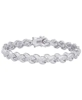 Diamond Accent X Weave Bracelet in Fine Gold Plate or Fine Silver Plate