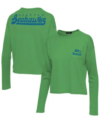 Women's Neon Green Seattle Seahawks Pocket Thermal Long Sleeve T-shirt