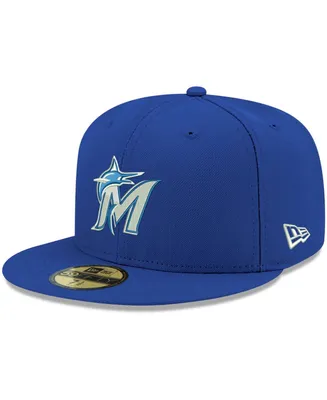 Men's Royal Miami Marlins Logo White 59FIFTY Fitted Hat