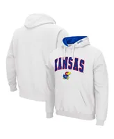 Men's White Kansas Jayhawks Arch Logo 3.0 Pullover Hoodie