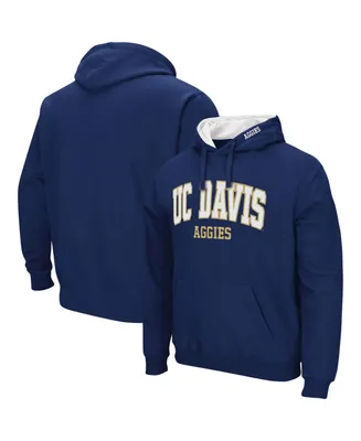 Men's Navy Uc Davis Aggies Arch and Logo Pullover Hoodie
