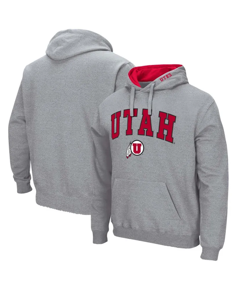 Men's Heathered Gray Utah Utes Arch and Logo Pullover Hoodie