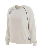 Women's Oatmeal Seattle Kraken Raglan Pullover Sweatshirt Pants Lounge Set