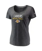 Women's Charcoal Los Angeles Lakers Double-Fade Space-Dye V-Neck T-shirt