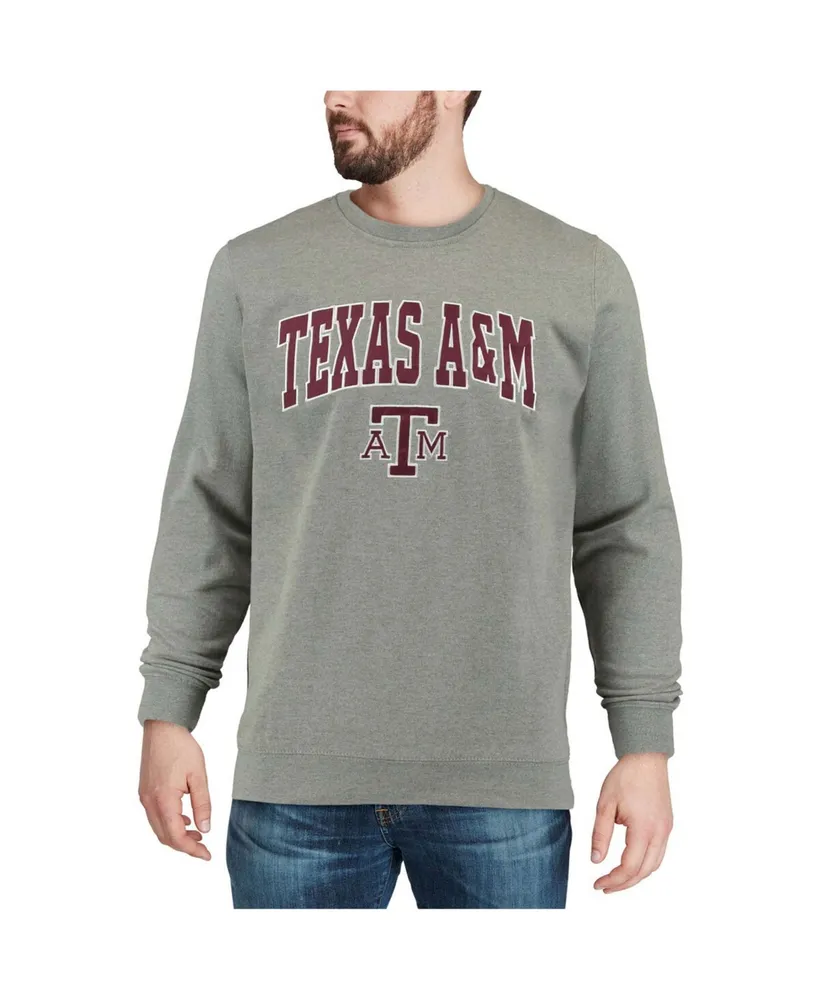 Men's Heather Gray Texas A M Aggies Arch Logo Crew Neck Sweatshirt