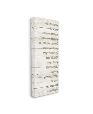 Stupell Industries Take Chances Family Home Inspirational Word Textured Wood Design Stretched Canvas Wall Art, 10" x 24" - Multi