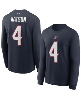 Men's Deshaun Watson Navy Houston Texans Player Name and Number Long Sleeve T-shirt