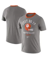 Men's Heathered Gray Clemson Tigers Vault Helmet Tri-Blend T-shirt