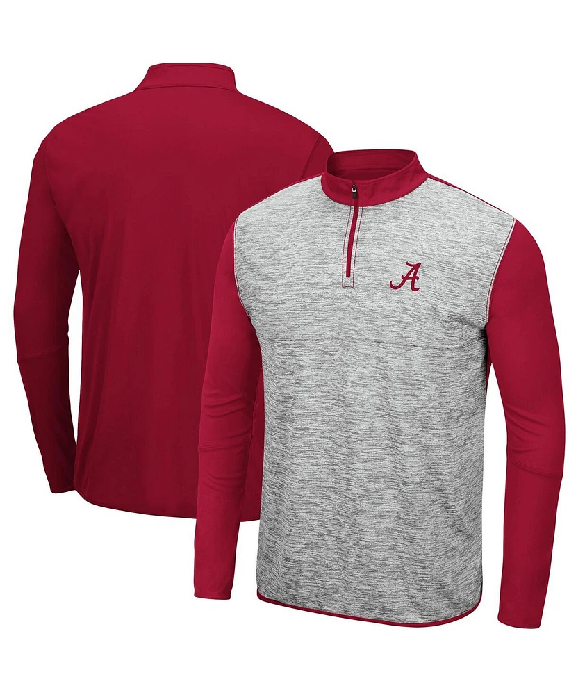 Men's Heathered Gray, Crimson Alabama Tide Prospect Quarter-Zip Jacket