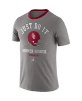 Men's Heathered Gray Oklahoma Sooners Vault Helmet Team Tri-Blend T-shirt