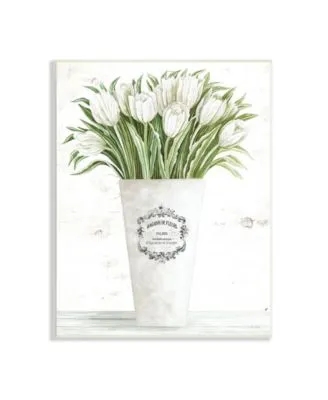 Stupell Industries White Tulip Bouquet In Parisian Vase Floral Arrangement Wall Plaque Art Collection By Cindy Jacobs