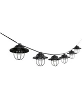 10-Light Indoor and Outdoor Rustic Farmhouse Incandescent G40 Metal Cage Shade String Lights