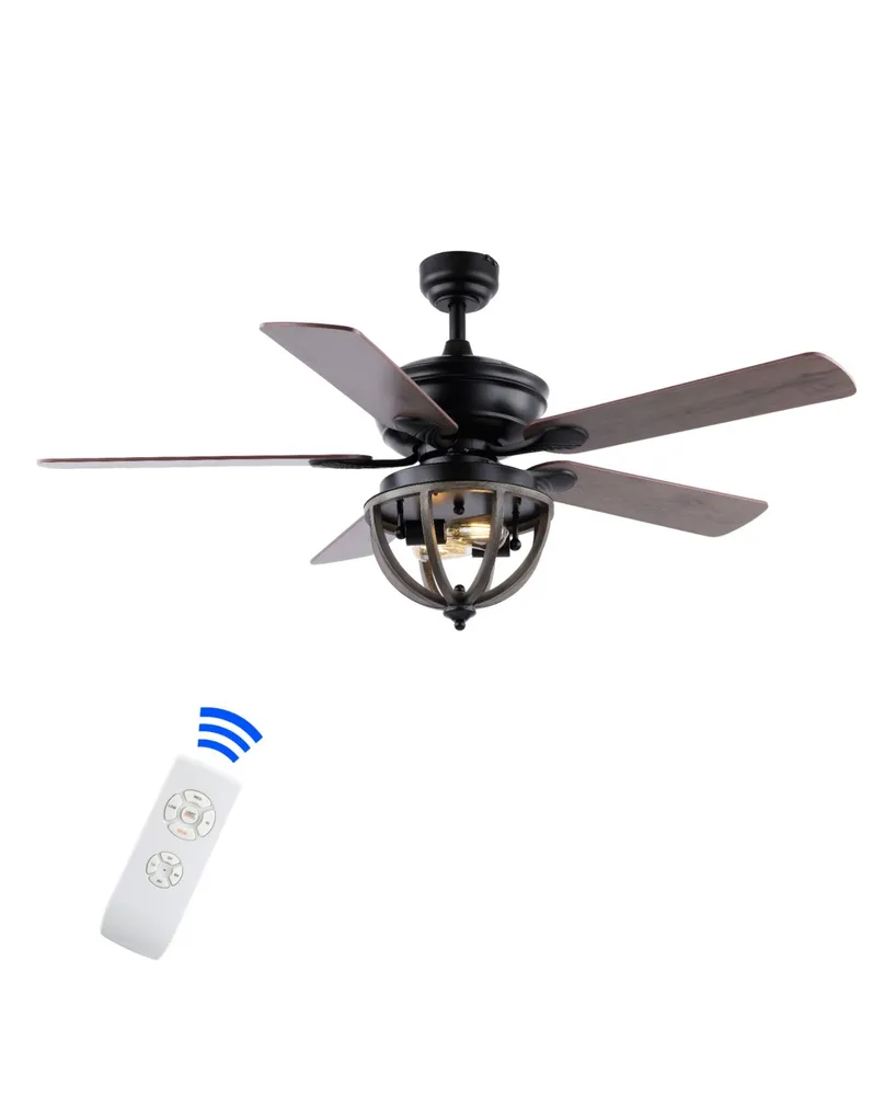 Jasper 2-Light Farmhouse Industrial Iron Dome Shade Led Ceiling Fan with Remote