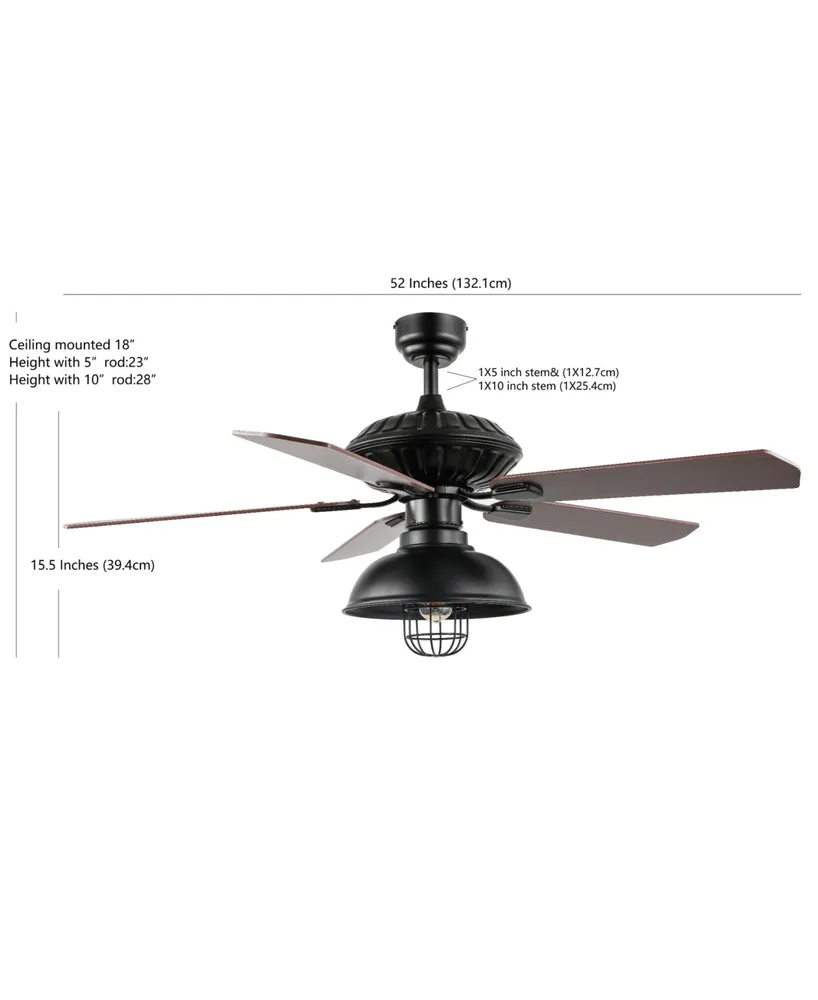Ashton 1-Light Farmhouse Industrial Iron Dome Shade Led Ceiling Fan with Remote