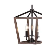 Oria 3-Light Iron Farmhouse Industrial Lantern Led Pendant