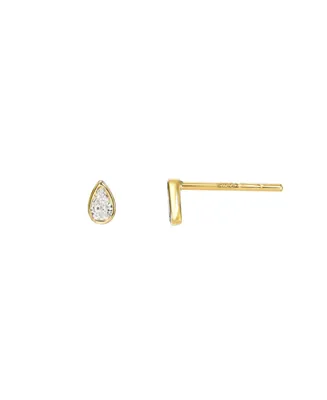 Zoe Lev Pear Bezel 14K Gold Diamond Stud Earrings