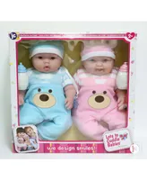 Berenguer Boutique Twins 13" Baby Dolls Pink and Blue