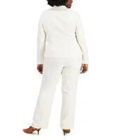 Le Suit Plus Button-Front Side-Zip Pantsuit