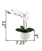 12" Artificial Real-Touch Orchid in Mayan Ceramic Pot