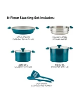 Rachael Ray Create Delicious Stackable Nonstick 8-Pc. Cookware Set