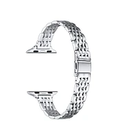 Posh Tech Rainey Skinny Silver-tone Stainless Steel Alloy Link Band for Apple Watch, 38mm-40mm