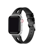 Posh Tech Sage Black Genuine Leather Band for Apple Watch, 42mm-44mm