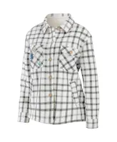 Women's Oatmeal Seattle Kraken Plaid Button-Up Shirt Jacket