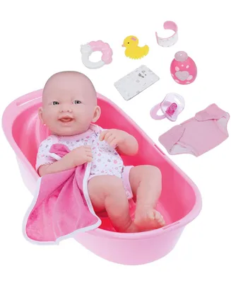La Newborn 14" Smiling Baby Doll 8 piece Bathtub Gift Set - Deluxe Bath Set
