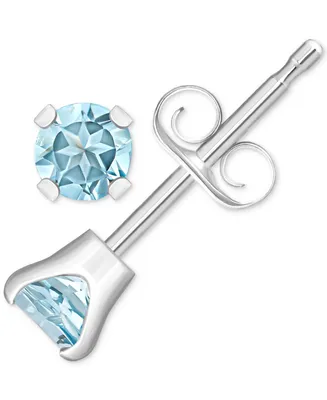 Aquamarine (1/5 ct. t.w.) Solitaire Stud Earrings 14k Gold (Also Sapphire, Emerald & Ruby)