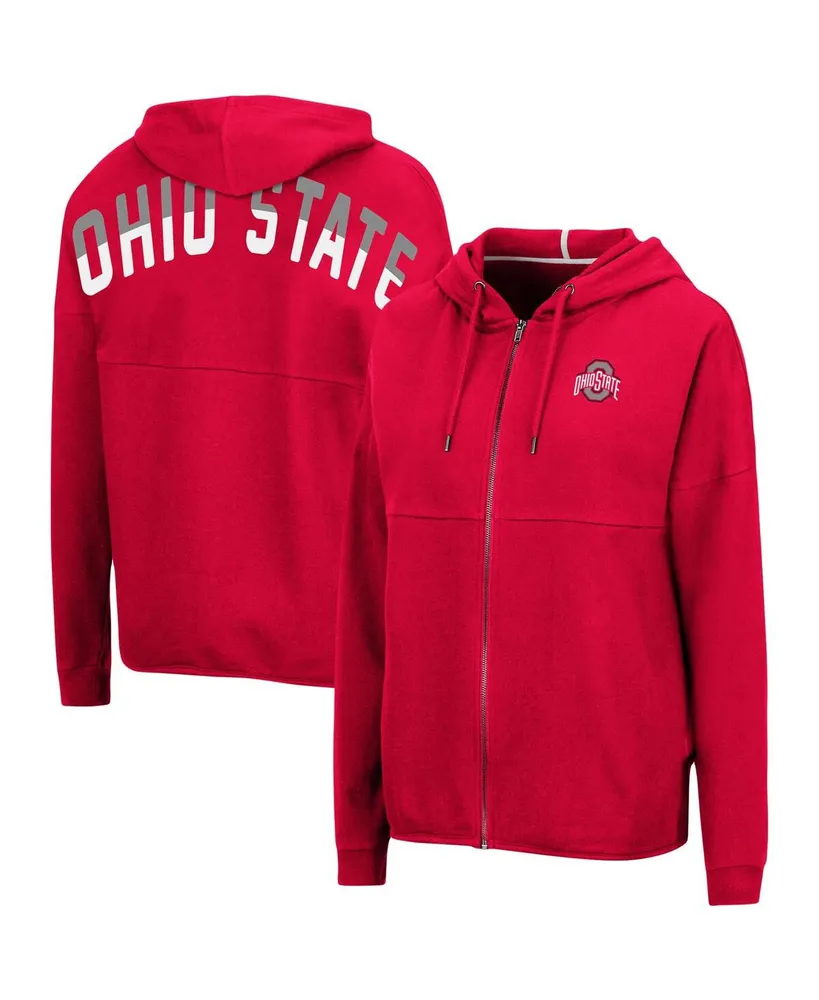 Women's Scarlet Ohio State Buckeyes Two-Hit Full-Zip Hoodie