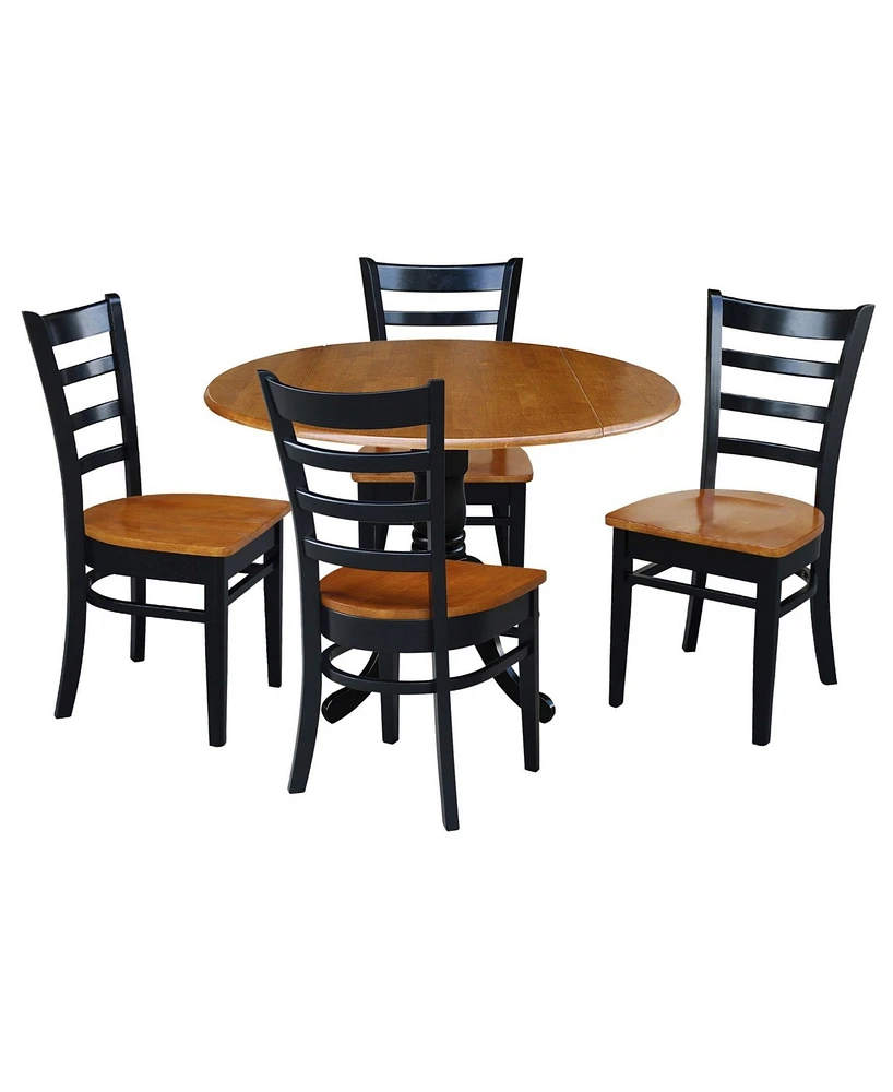 42" Dual Drop Leaf Dining Table with 4 Ladderback Chairs