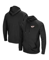 Men's Black Virginia Tech Hokies Blackout 3.0 Tonal Raglan Full-Zip Hoodie