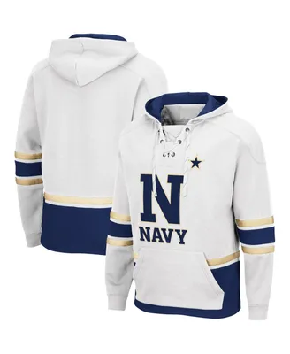 Men's White Navy Midshipmen Lace Up 3.0 Pullover Hoodie