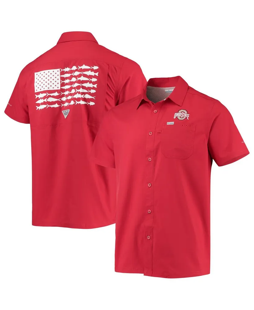 Men's Scarlet Ohio State Buckeyes Slack Tide Camp Button-Up Shirt