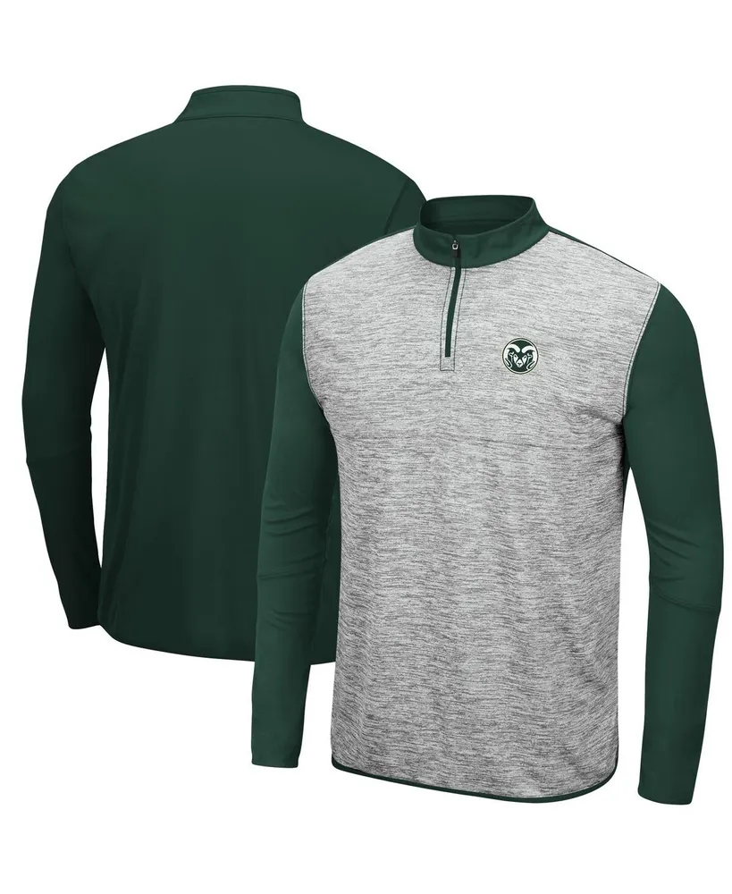 Men's Heathered Gray, Green Colorado State Rams Prospect Quarter-Zip Jacket