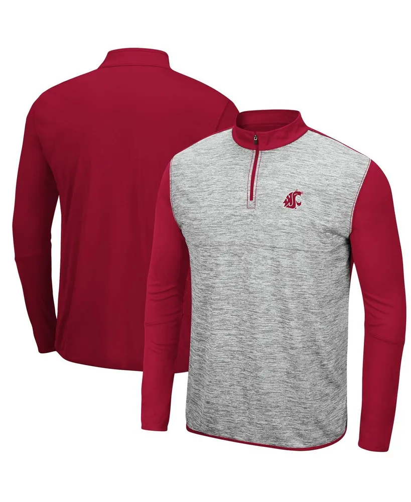 Men's Heathered Gray, Crimson Washington State Cougars Prospect Quarter-Zip Jacket